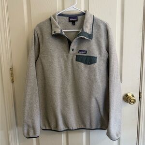Patagonia Cream Synchilla Fleece Pullover with Gray Trim